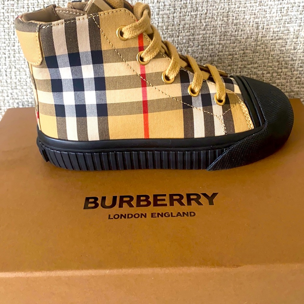 Girls Burberry Dress size 4 and Burberry high top sneakers size 27 (10c)